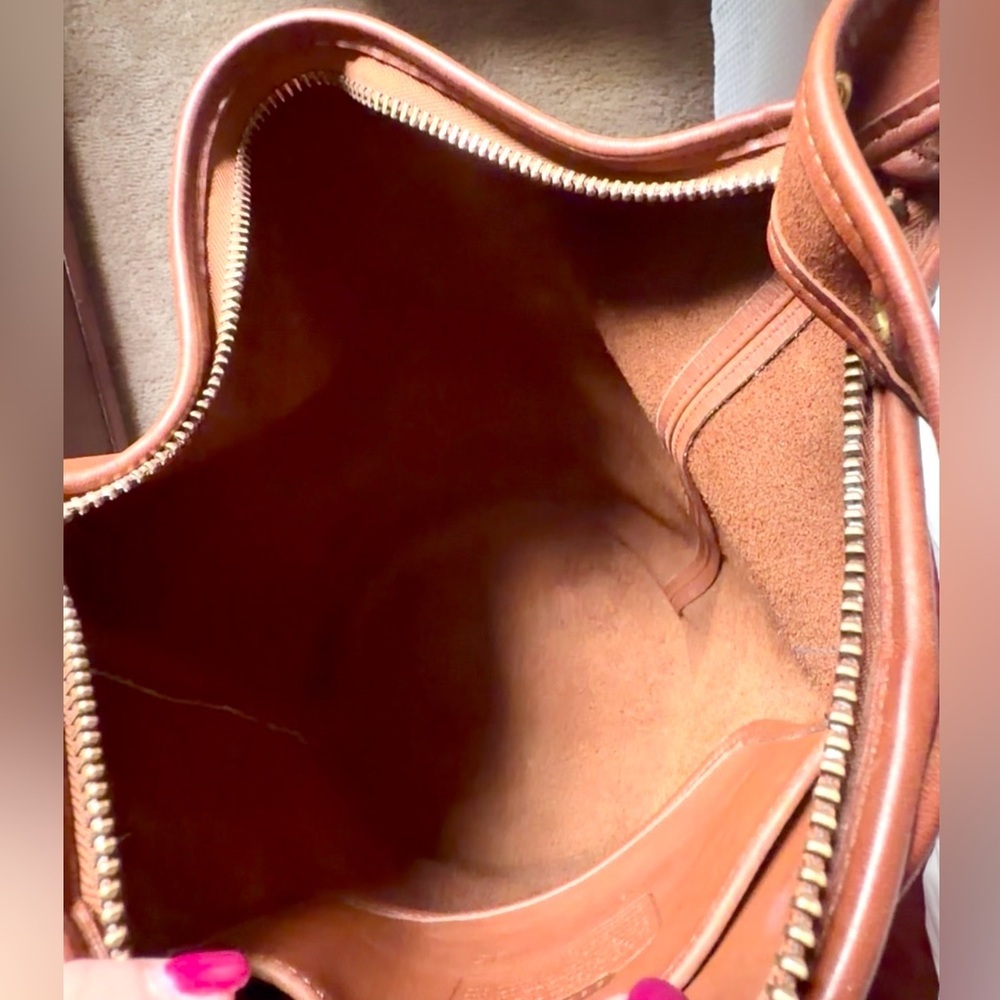 COACH BRITISH TAN LEATHER XL DUFFLE FEED SAC BUCKET BAG 9085 - Picture 13 of 17